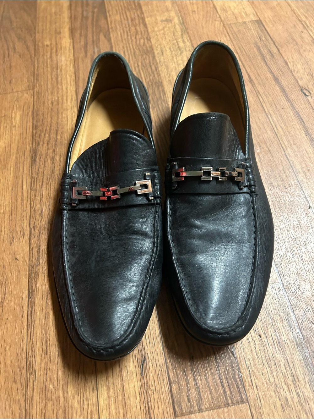 Bally  Black Leather Slip-On Loafers